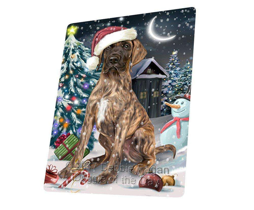 Have a Holly Jolly Christmas Great Dane Dog in Holiday Background Tempered Cutting Board D097