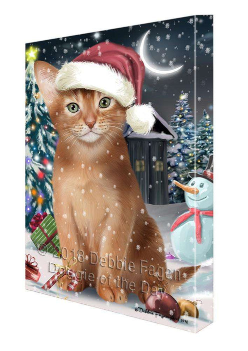 Have a Holly Jolly Christmas Happy Holidays Abyssinian Cat Canvas Print Wall Art Décor CVS105947