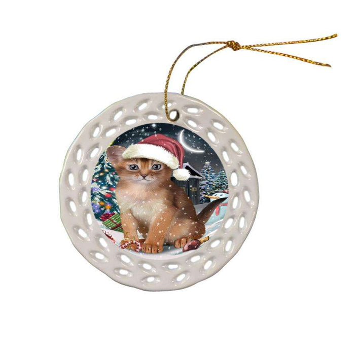 Have a Holly Jolly Christmas Happy Holidays Abyssinian Cat Ceramic Doily Ornament DPOR54234
