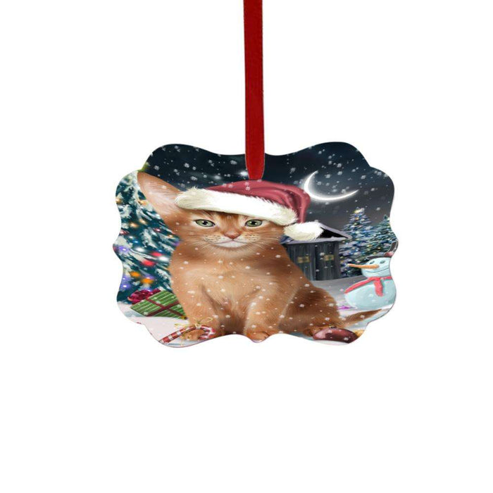Have a Holly Jolly Christmas Happy Holidays Abyssinian Cat Double-Sided Photo Benelux Christmas Ornament LOR48000