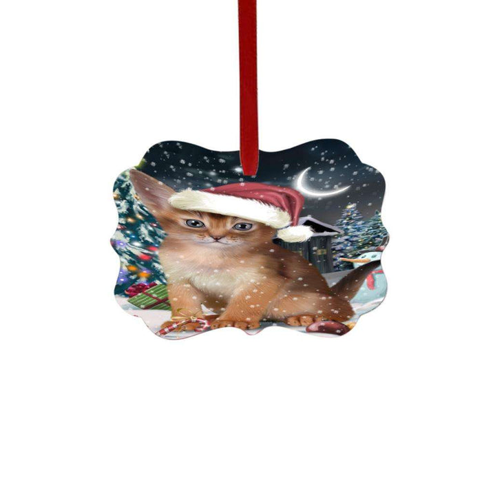 Have a Holly Jolly Christmas Happy Holidays Abyssinian Cat Double-Sided Photo Benelux Christmas Ornament LOR48001