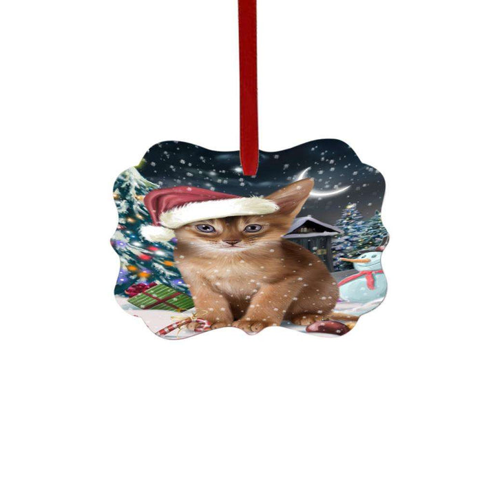 Have a Holly Jolly Christmas Happy Holidays Abyssinian Cat Double-Sided Photo Benelux Christmas Ornament LOR48002