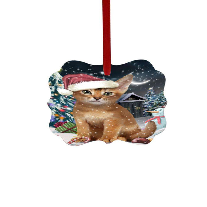 Have a Holly Jolly Christmas Happy Holidays Abyssinian Cat Double-Sided Photo Benelux Christmas Ornament LOR48003