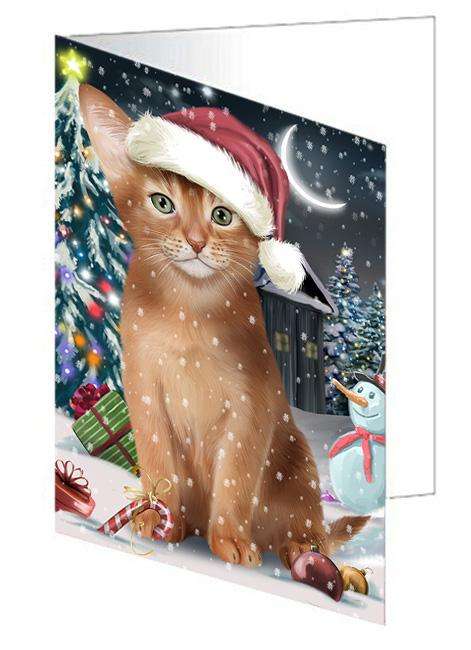 Have a Holly Jolly Christmas Happy Holidays Abyssinian Cat Handmade Artwork Assorted Pets Greeting Cards and Note Cards with Envelopes for All Occasions and Holiday Seasons GCD66728