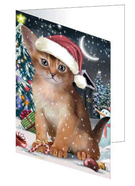 Have a Holly Jolly Christmas Happy Holidays Abyssinian Cat Handmade Artwork Assorted Pets Greeting Cards and Note Cards with Envelopes for All Occasions and Holiday Seasons GCD66731