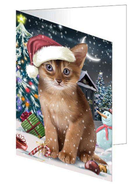 Have a Holly Jolly Christmas Happy Holidays Abyssinian Cat Handmade Artwork Assorted Pets Greeting Cards and Note Cards with Envelopes for All Occasions and Holiday Seasons GCD66734