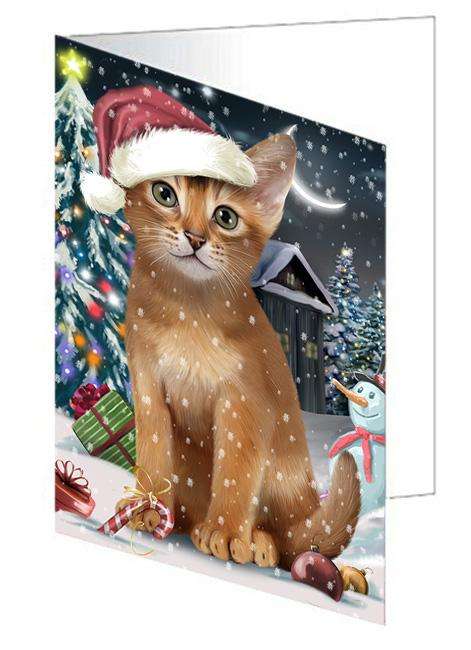Have a Holly Jolly Christmas Happy Holidays Abyssinian Cat Handmade Artwork Assorted Pets Greeting Cards and Note Cards with Envelopes for All Occasions and Holiday Seasons GCD66737