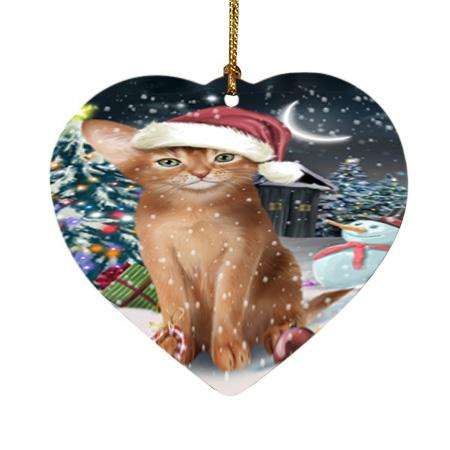Have a Holly Jolly Christmas Happy Holidays Abyssinian Cat Heart Christmas Ornament HPOR54233