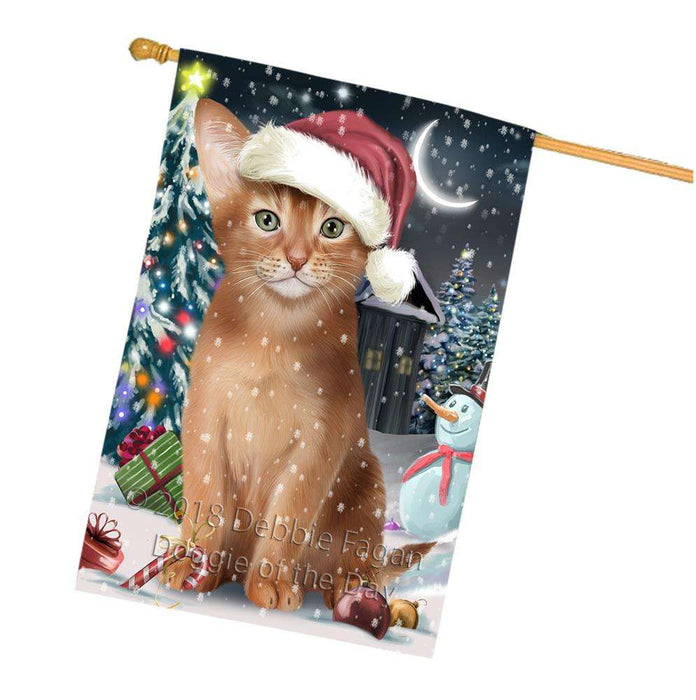 Have a Holly Jolly Christmas Happy Holidays Abyssinian Cat House Flag FLG54431