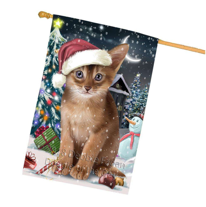 Have a Holly Jolly Christmas Happy Holidays Abyssinian Cat House Flag FLG54433