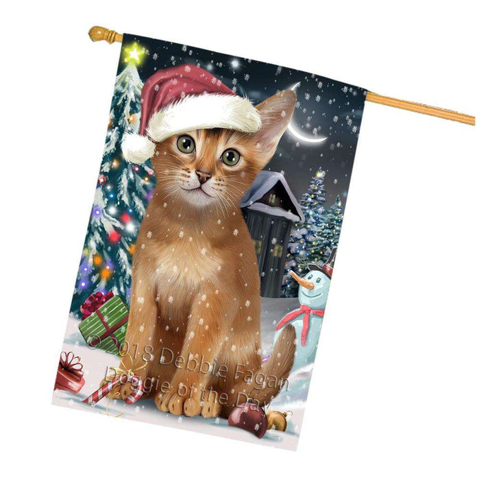 Have a Holly Jolly Christmas Happy Holidays Abyssinian Cat House Flag FLG54434