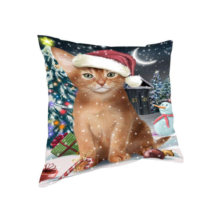 Have a Holly Jolly Christmas Happy Holidays Abyssinian Cat Pillow PIL73556