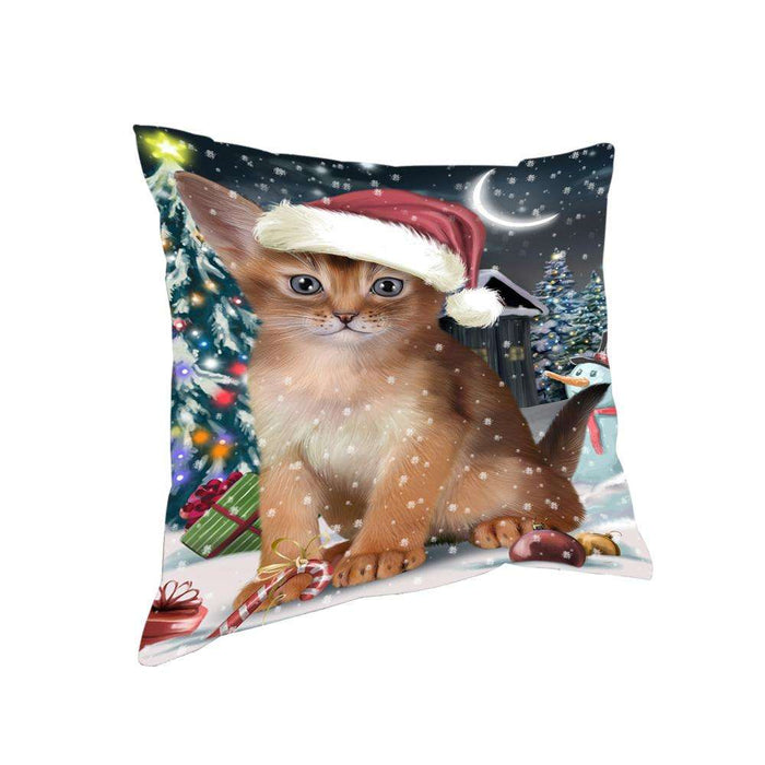 Have a Holly Jolly Christmas Happy Holidays Abyssinian Cat Pillow PIL73560