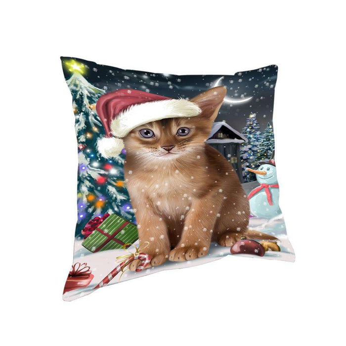 Have a Holly Jolly Christmas Happy Holidays Abyssinian Cat Pillow PIL73564