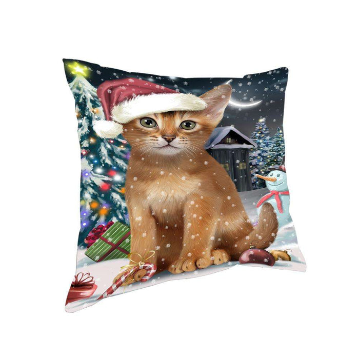 Have a Holly Jolly Christmas Happy Holidays Abyssinian Cat Pillow PIL73568