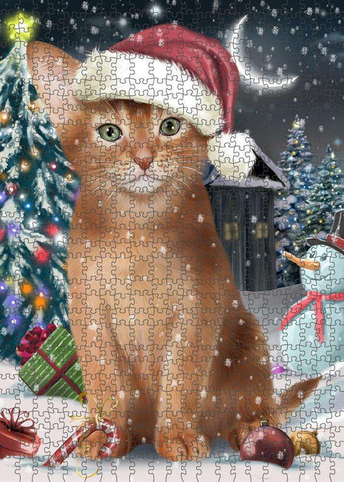 Have a Holly Jolly Christmas Happy Holidays Abyssinian Cat Puzzle with Photo Tin PUZL84088
