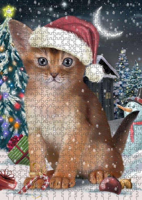 Have a Holly Jolly Christmas Happy Holidays Abyssinian Cat Puzzle with Photo Tin PUZL84092