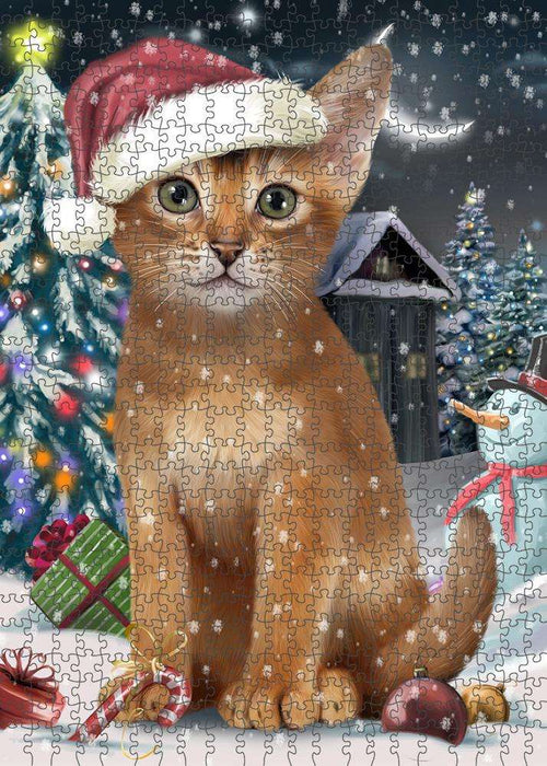 Have a Holly Jolly Christmas Happy Holidays Abyssinian Cat Puzzle with Photo Tin PUZL84100