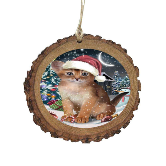 Have a Holly Jolly Christmas Happy Holidays Abyssinian Cat Wooden Christmas Ornament WOR48001