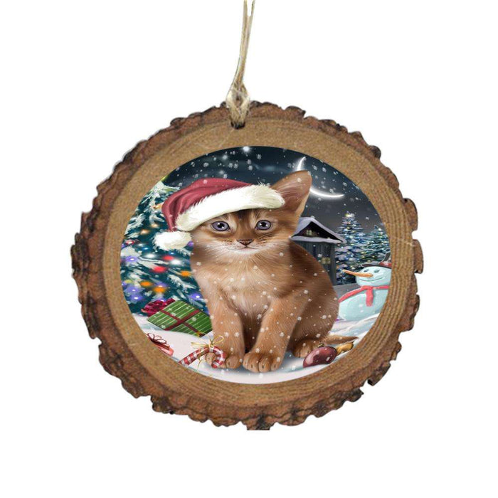 Have a Holly Jolly Christmas Happy Holidays Abyssinian Cat Wooden Christmas Ornament WOR48002