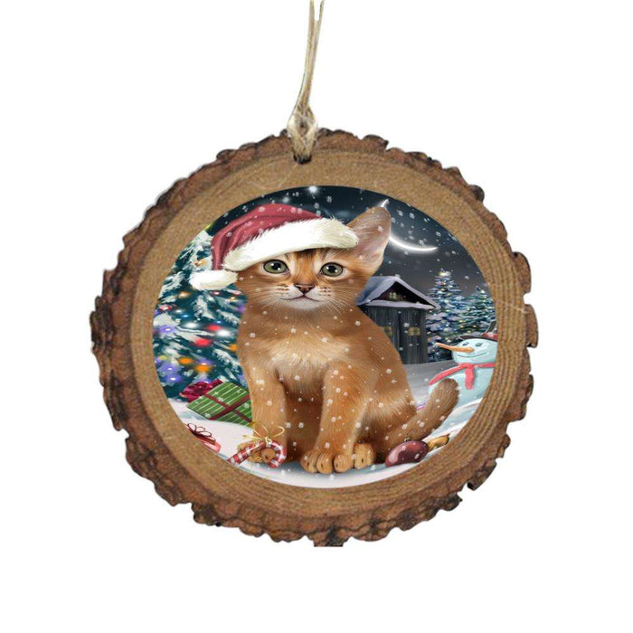 Have a Holly Jolly Christmas Happy Holidays Abyssinian Cat Wooden Christmas Ornament WOR48003