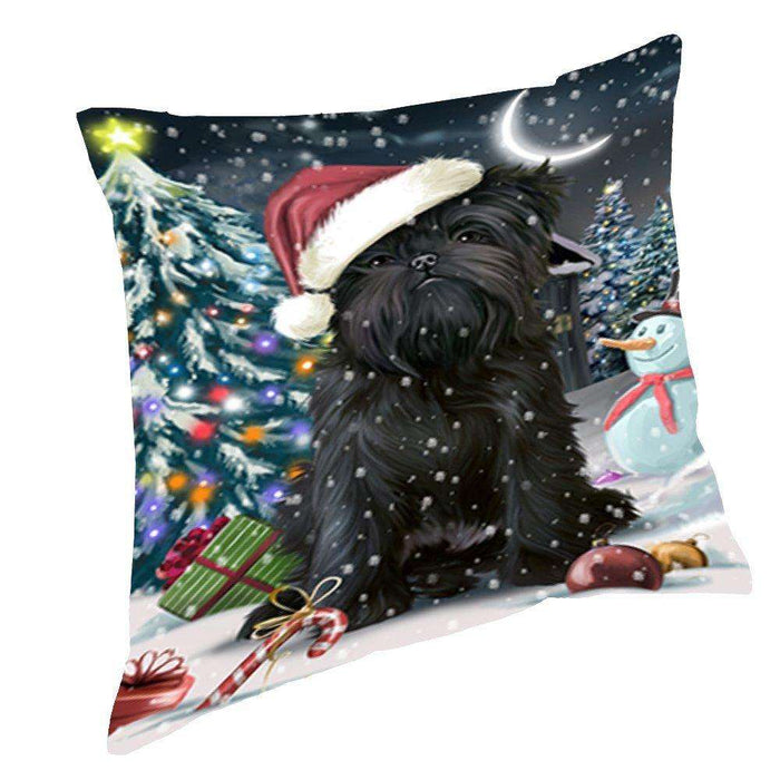 Have a Holly Jolly Christmas Happy Holidays Affenpinscher Dog Throw Pillow PIL016