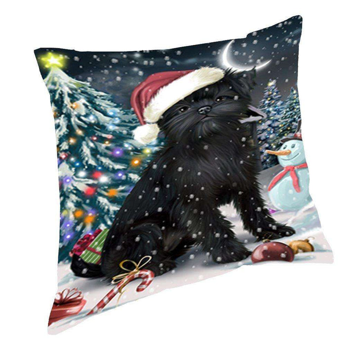 Have a Holly Jolly Christmas Happy Holidays Affenpinscher Dog Throw Pillow PIL024