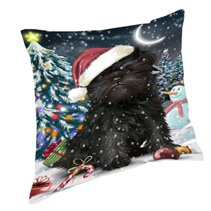 Have a Holly Jolly Christmas Happy Holidays Affenpinscher Dog Throw Pillow PIL028