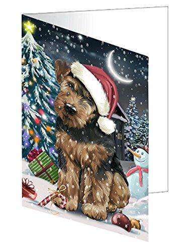 Have a Holly Jolly Christmas Happy Holidays Airedale Dog Handmade Artwork Assorted Pets Greeting Cards and Note Cards with Envelopes for All Occasions and Holiday Seasons GCD065