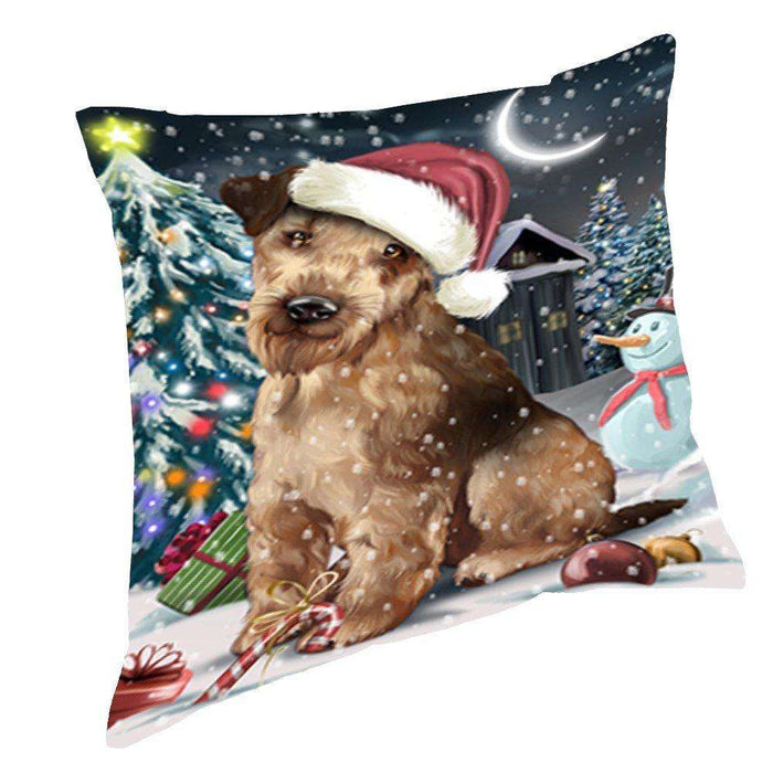 Have a Holly Jolly Christmas Happy Holidays Airedale Dog Throw Pillow PIL040