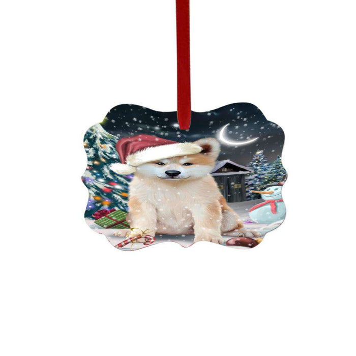 Have a Holly Jolly Christmas Happy Holidays Akita Dog Double-Sided Photo Benelux Christmas Ornament LOR48004