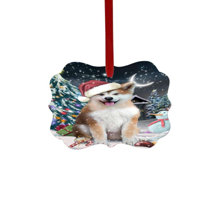 Have a Holly Jolly Christmas Happy Holidays Akita Dog Double-Sided Photo Benelux Christmas Ornament LOR48005