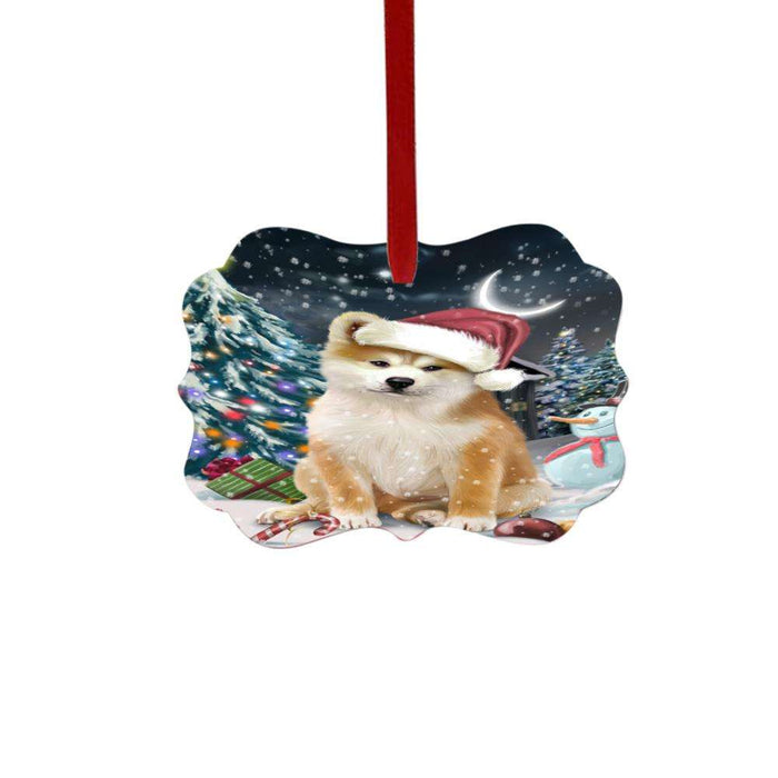 Have a Holly Jolly Christmas Happy Holidays Akita Dog Double-Sided Photo Benelux Christmas Ornament LOR48006
