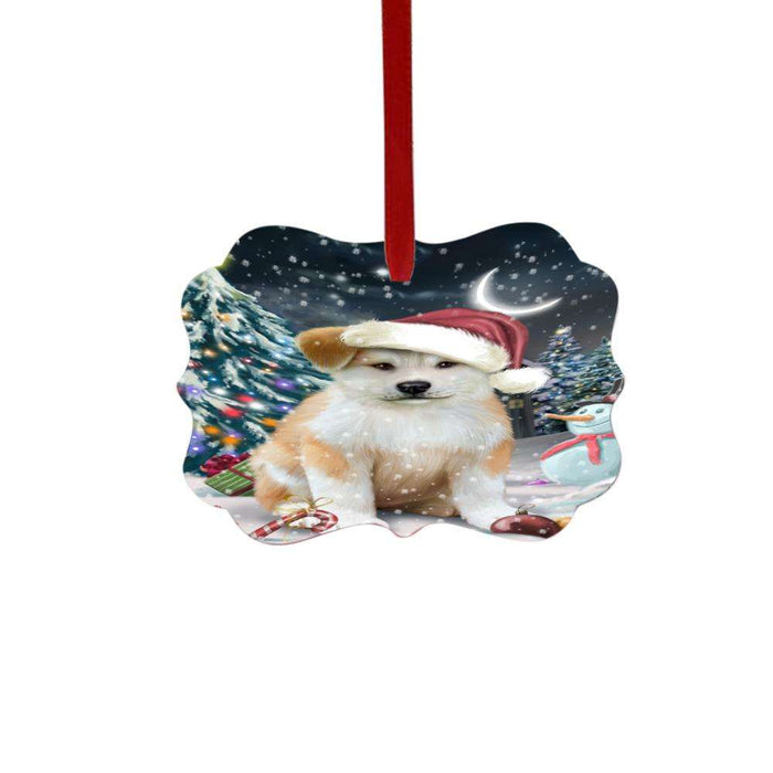 Have a Holly Jolly Christmas Happy Holidays Akita Dog Double-Sided Photo Benelux Christmas Ornament LOR48007