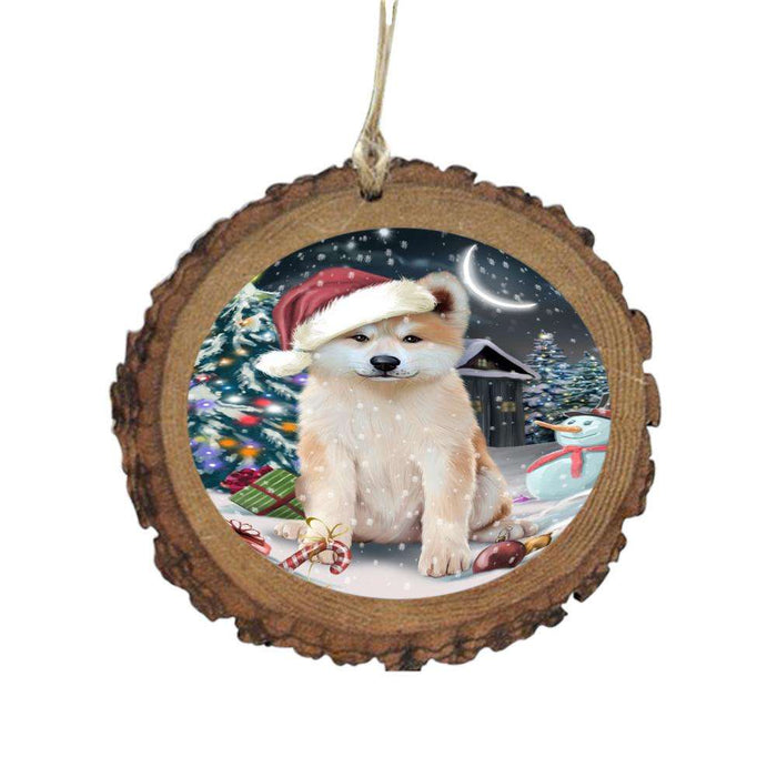 Have a Holly Jolly Christmas Happy Holidays Akita Dog Wooden Christmas Ornament WOR48004