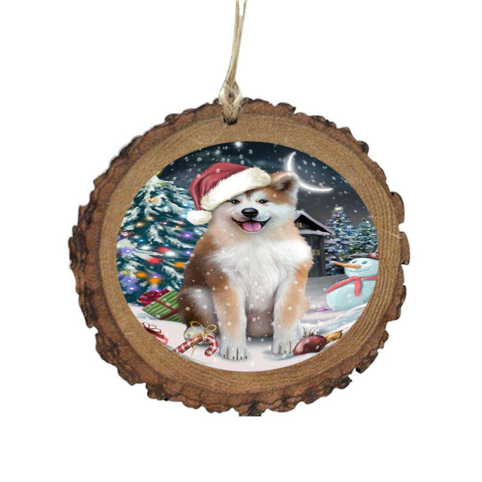 Have a Holly Jolly Christmas Happy Holidays Akita Dog Wooden Christmas Ornament WOR48005