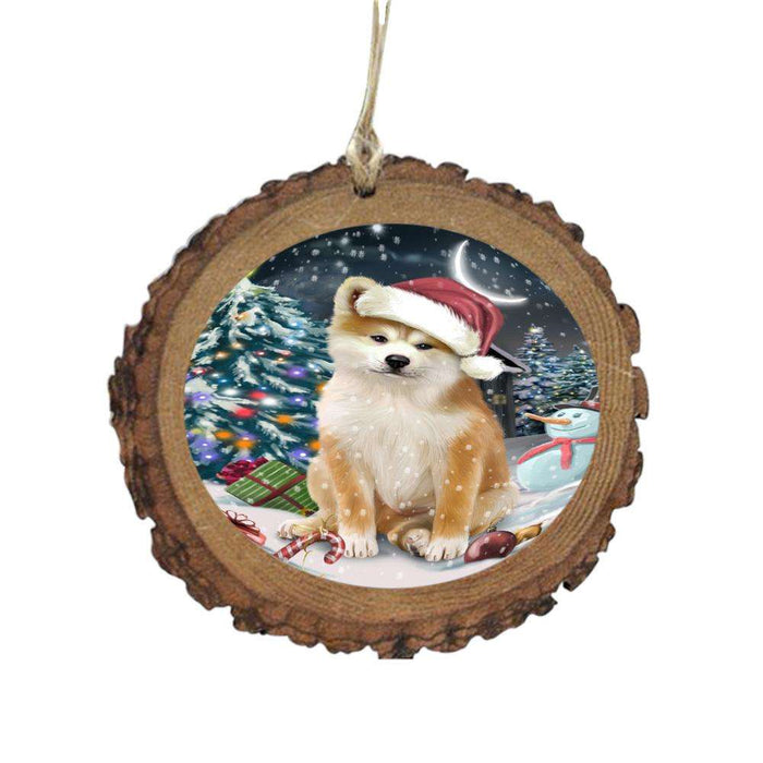 Have a Holly Jolly Christmas Happy Holidays Akita Dog Wooden Christmas Ornament WOR48006