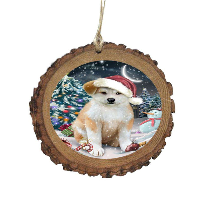Have a Holly Jolly Christmas Happy Holidays Akita Dog Wooden Christmas Ornament WOR48007
