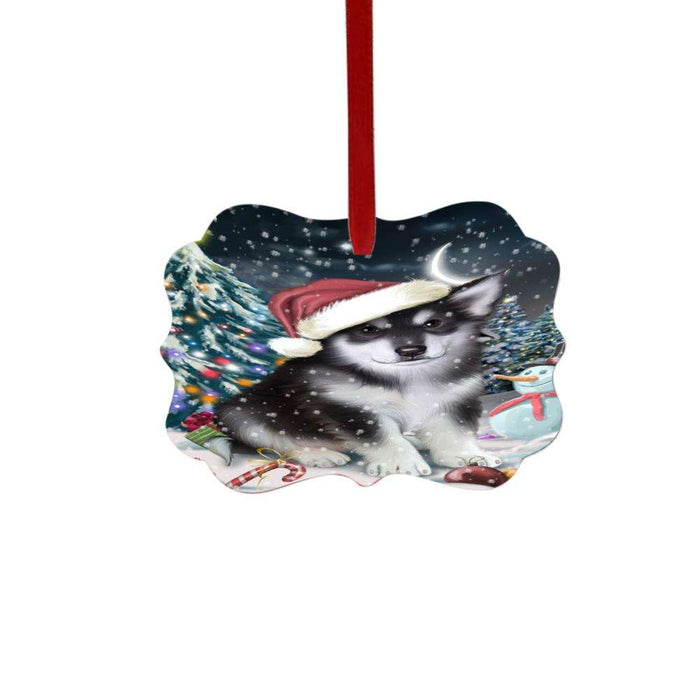 Have a Holly Jolly Christmas Happy Holidays Alaskan Malamute Dog Double-Sided Photo Benelux Christmas Ornament LOR48058