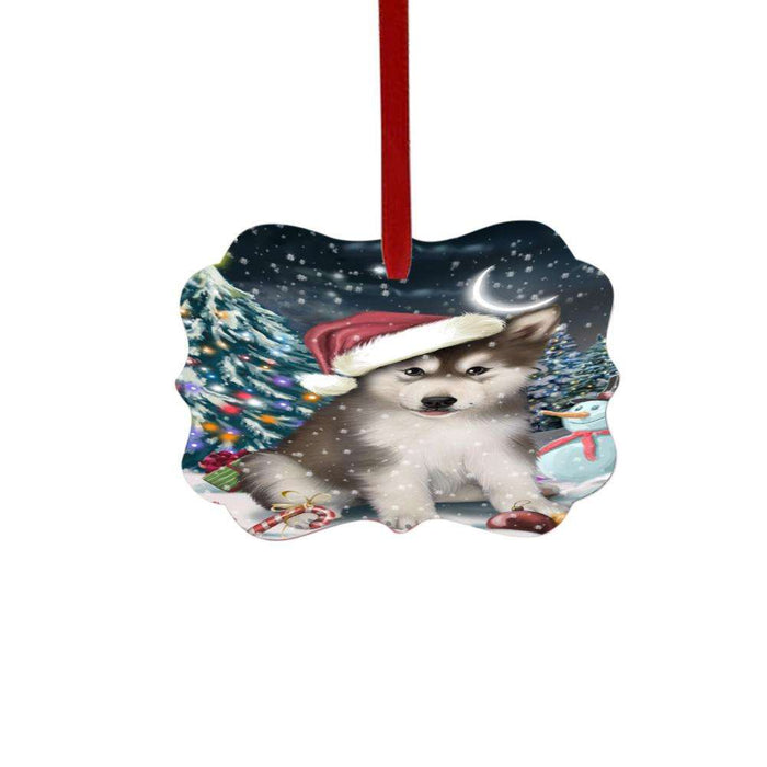 Have a Holly Jolly Christmas Happy Holidays Alaskan Malamute Dog Double-Sided Photo Benelux Christmas Ornament LOR48059