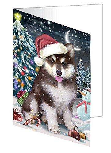 Have a Holly Jolly Christmas Happy Holidays Alaskan Malamute Dog Handmade Artwork Assorted Pets Greeting Cards and Note Cards with Envelopes for All Occasions and Holiday Seasons GCD070