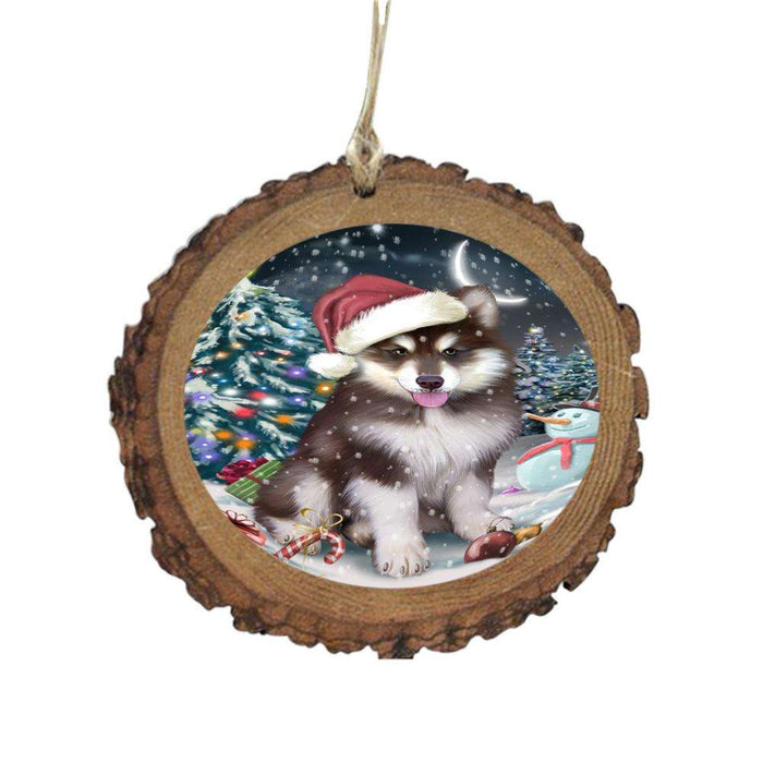 Have a Holly Jolly Christmas Happy Holidays Alaskan Malamute Dog Wooden Christmas Ornament WOR48056