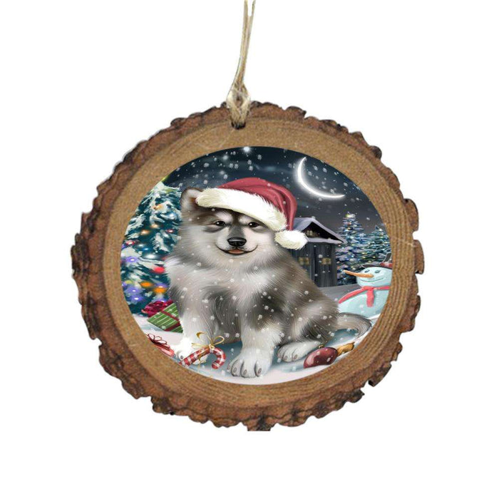 Have a Holly Jolly Christmas Happy Holidays Alaskan Malamute Dog Wooden Christmas Ornament WOR48057