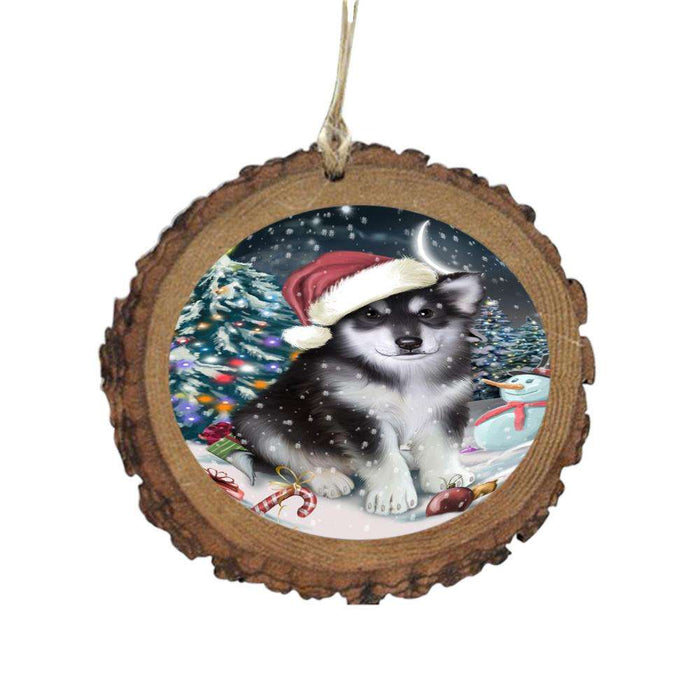 Have a Holly Jolly Christmas Happy Holidays Alaskan Malamute Dog Wooden Christmas Ornament WOR48058