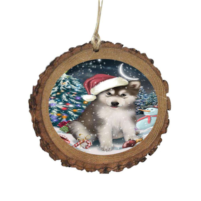 Have a Holly Jolly Christmas Happy Holidays Alaskan Malamute Dog Wooden Christmas Ornament WOR48059