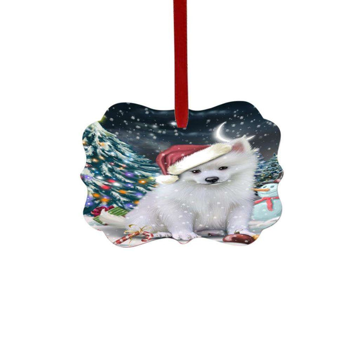 Have a Holly Jolly Christmas Happy Holidays American Eskimo Dog Double-Sided Photo Benelux Christmas Ornament LOR48060