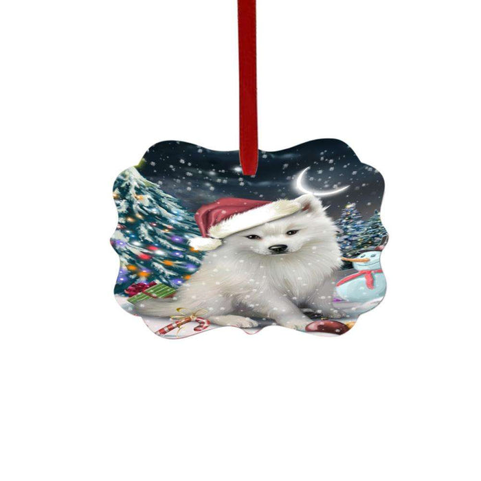 Have a Holly Jolly Christmas Happy Holidays American Eskimo Dog Double-Sided Photo Benelux Christmas Ornament LOR48061