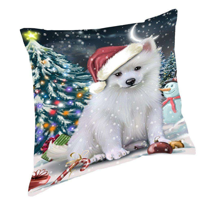 Have a Holly Jolly Christmas Happy Holidays American Eskimo Dog Throw Pillow PIL064