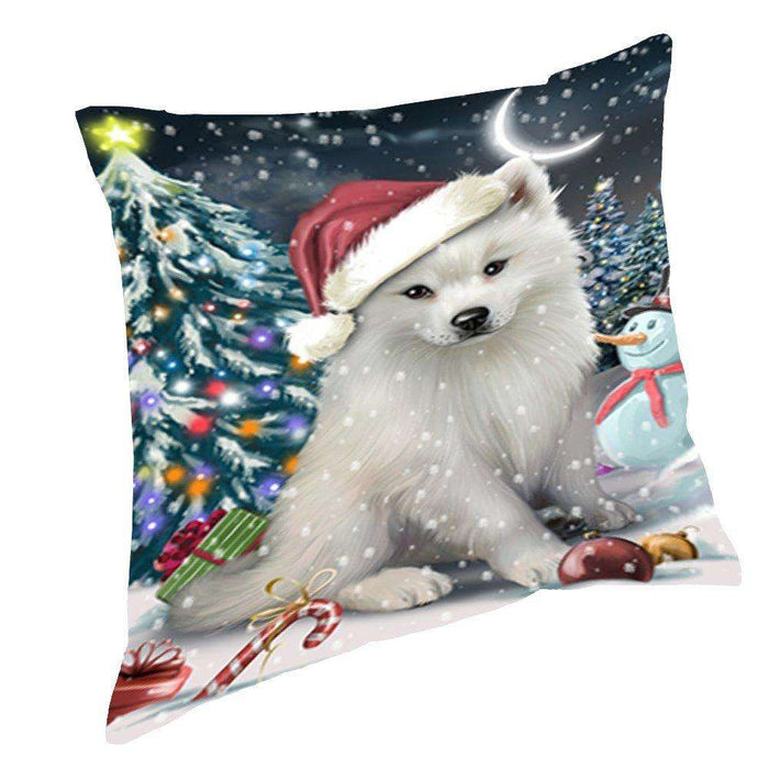 Have a Holly Jolly Christmas Happy Holidays American Eskimo Dog Throw Pillow PIL068