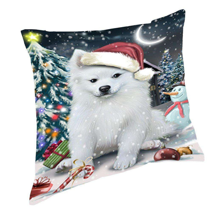 Have a Holly Jolly Christmas Happy Holidays American Eskimo Dog Throw Pillow PIL072